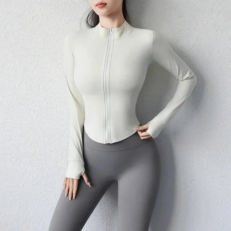 2024 Women's Quick-Drying Yoga & Running Sports Jacket with Zipper