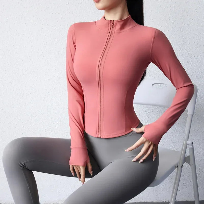 2024 Women's Quick-Drying Yoga & Running Sports Jacket with Zipper