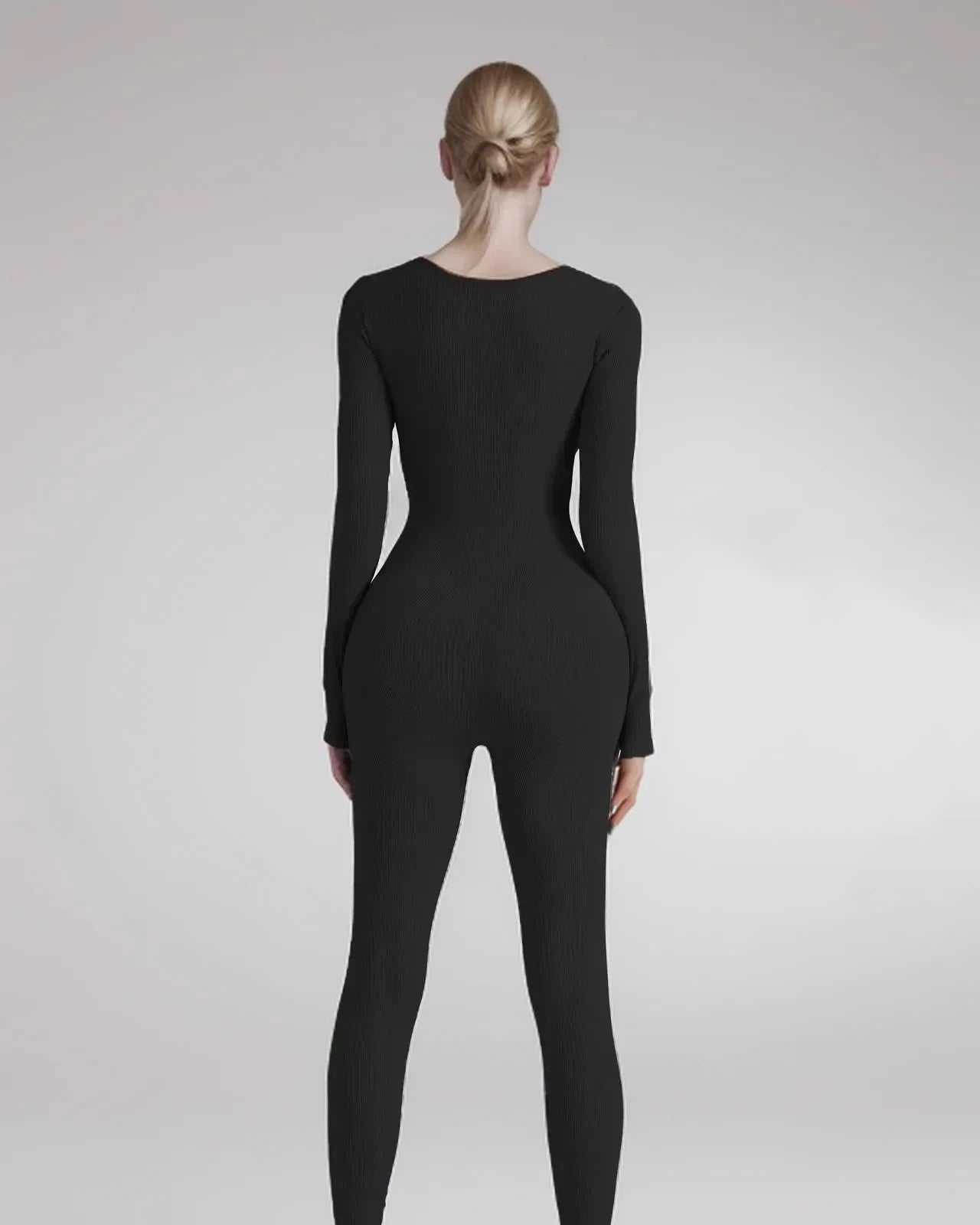 High-Quality Women's Long-Sleeve Shapewear Yoga Jumpsuit with Hip-Lift Design