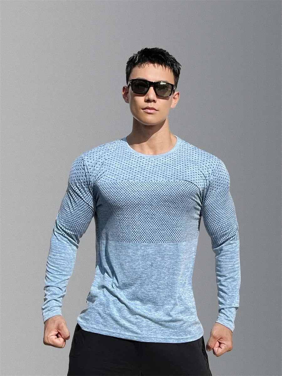 Men's Sport Long Sleeve Top – Quick Dry Fitness T-shirt, Bodybuilding Gym Tees, Casual Skinny Elastic Sportswear