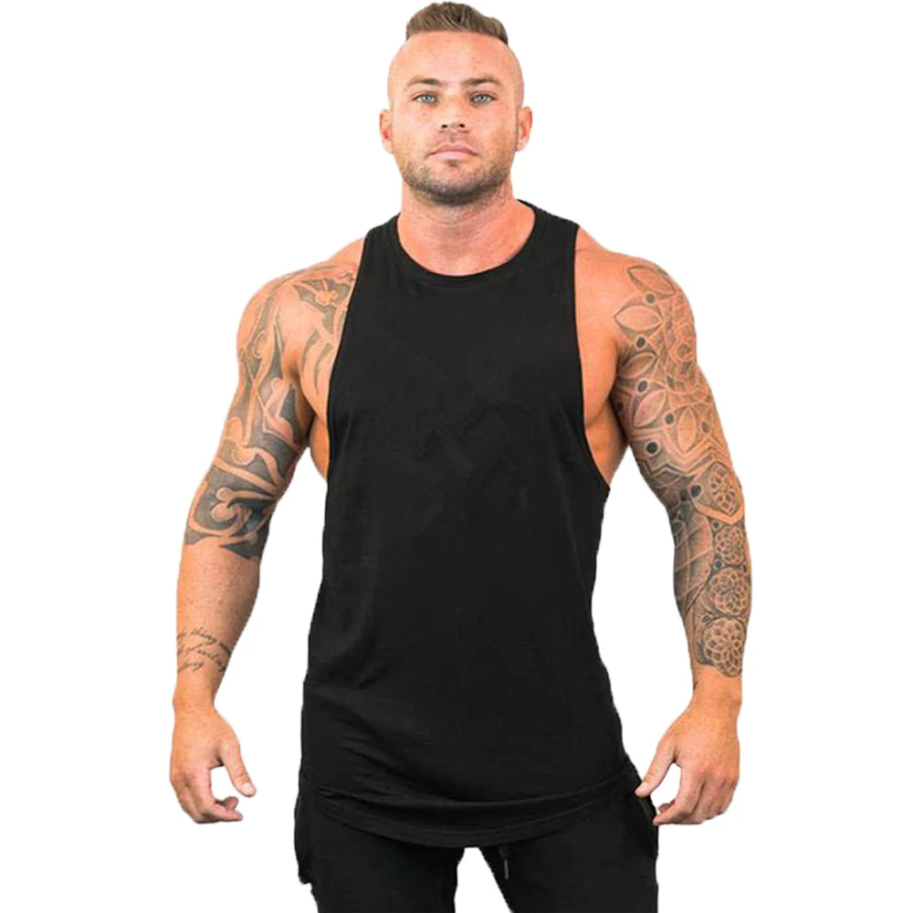 Casual Printed Tank Top for Men – Bodybuilding Sleeveless Shirt, Cotton Gym Fitness Workout Stringer Singlet Summer Vest