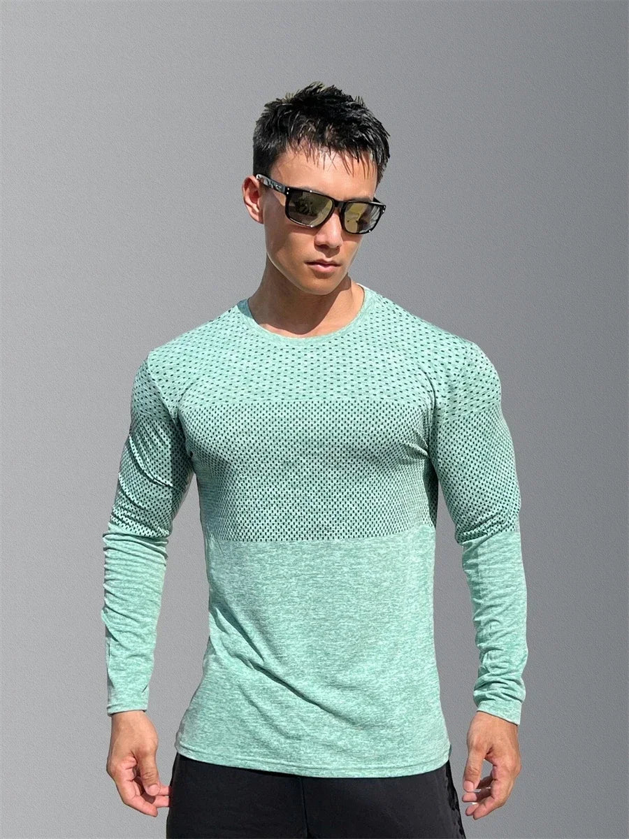 Men's Sport Long Sleeve Top – Quick Dry Fitness T-shirt, Bodybuilding Gym Tees, Casual Skinny Elastic Sportswear