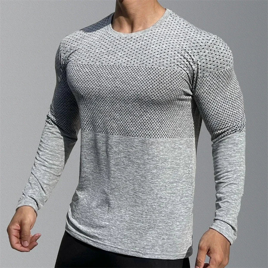 Men's Sport Long Sleeve Top – Quick Dry Fitness T-shirt, Bodybuilding Gym Tees, Casual Skinny Elastic Sportswear