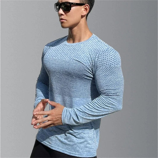 Men's Sport Long Sleeve Top – Quick Dry Fitness T-shirt, Bodybuilding Gym Tees, Casual Skinny Elastic Sportswear