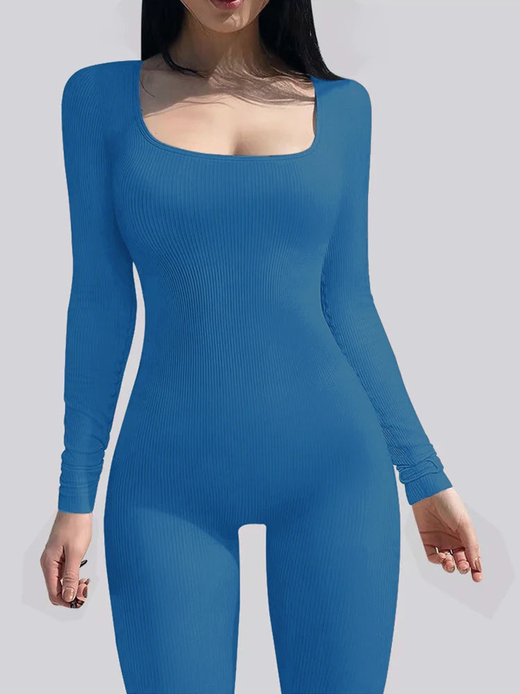 High-Quality Women's Long-Sleeve Shapewear Yoga Jumpsuit with Hip-Lift Design