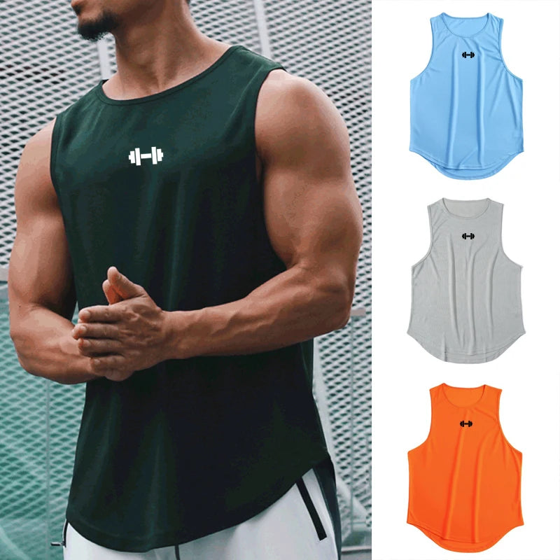 Summer Men's Gym Tank Top – Quick-Drying, Loose Fit Bodybuilding Sleeveless Shirt & Basketball Vest