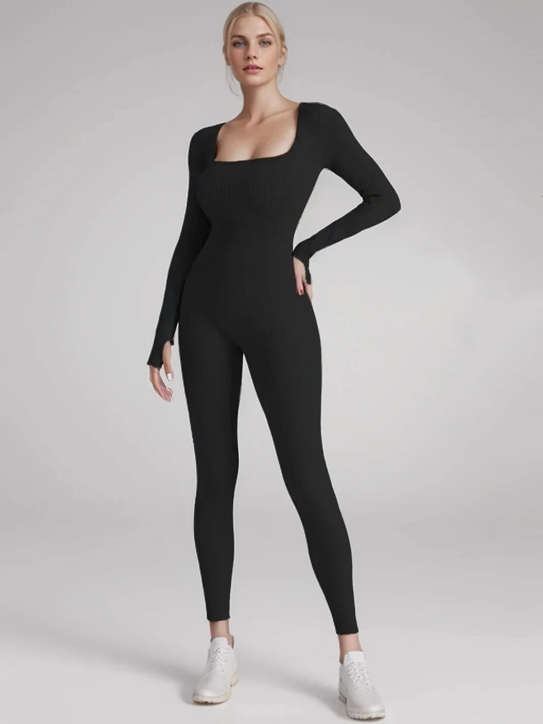 High-Quality Women's Long-Sleeve Shapewear Yoga Jumpsuit with Hip-Lift Design