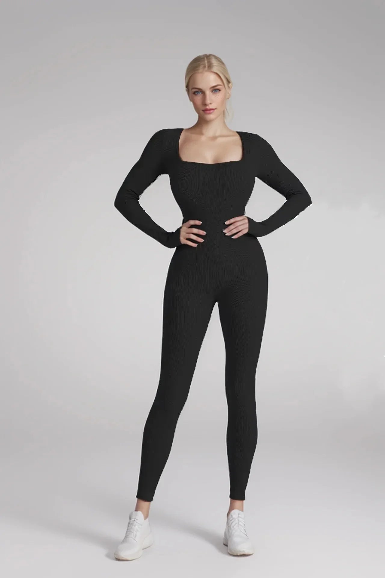 High-Quality Women's Long-Sleeve Shapewear Yoga Jumpsuit with Hip-Lift Design