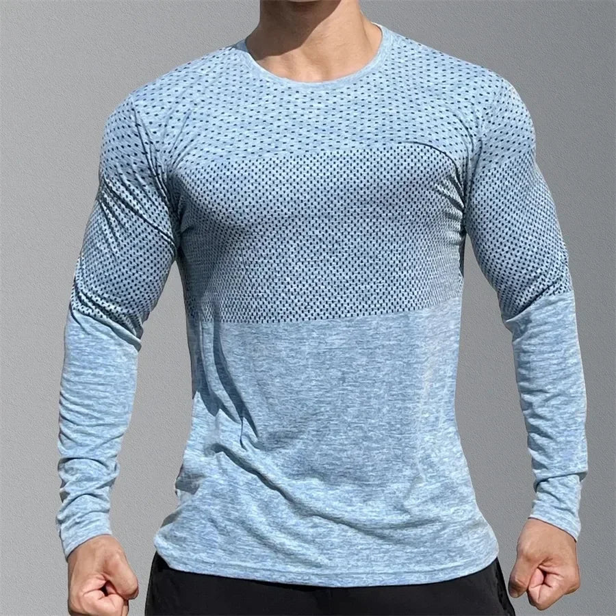 Men's Sport Long Sleeve Top – Quick Dry Fitness T-shirt, Bodybuilding Gym Tees, Casual Skinny Elastic Sportswear