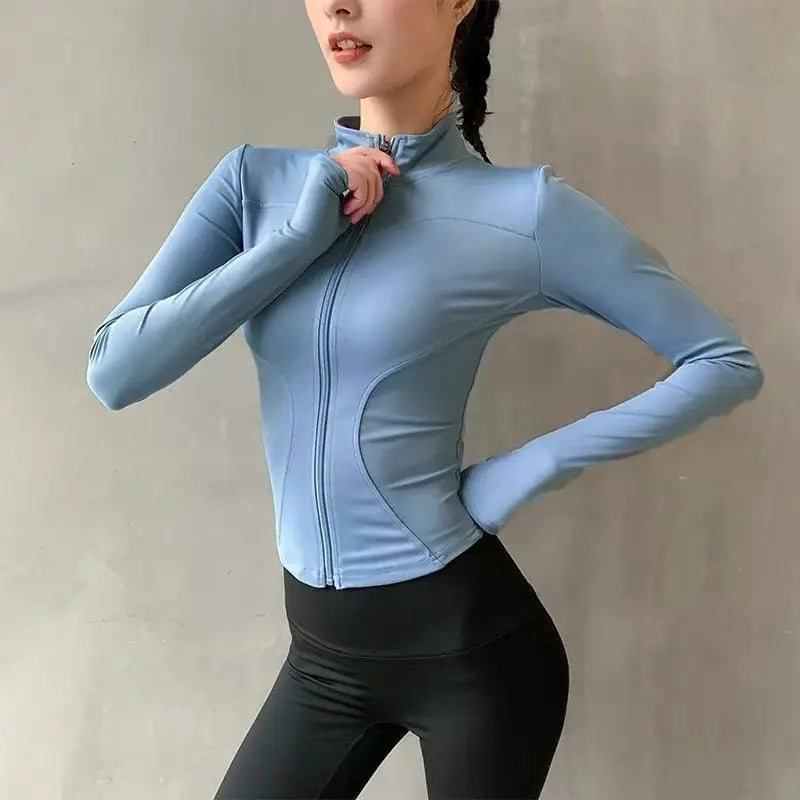 Women's Zippered Fitness Jacket, Quick-Drying & Breathable Yoga Top