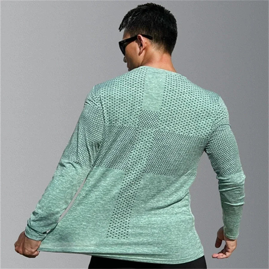 Men's Sport Long Sleeve Top – Quick Dry Fitness T-shirt, Bodybuilding Gym Tees, Casual Skinny Elastic Sportswear